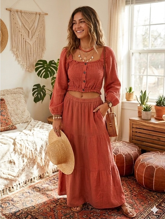 beachlunchlounge Dresses & Skirts - Beach Lunch Lounge L Gauze Midi Dress Luana Smocked Pink Puff Sleeve